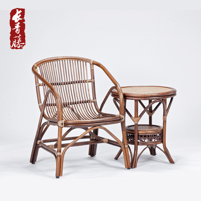 長青藤天然真藤椅子茶幾三件套現(xiàn)代簡約客廳陽臺藤椅三五件套特價
